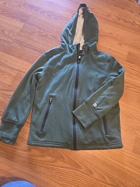 all in motion Kids Olive Green Hooded Puffer Jacket with Sherpa Lining